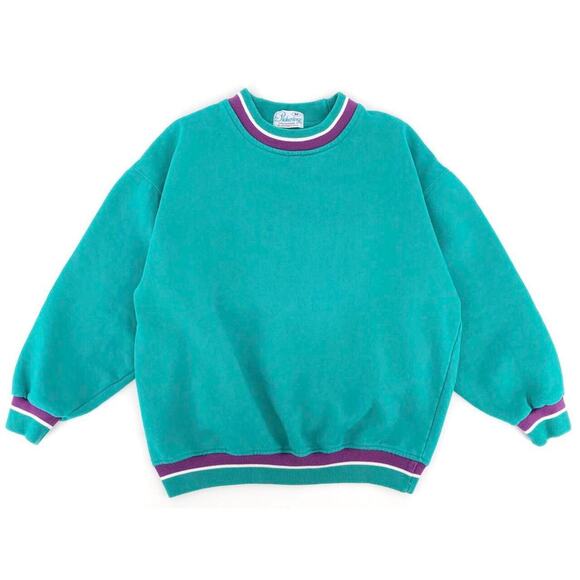 aqua crewneck sweatshirt 90s 1990s vintage - Picture 1 of 4